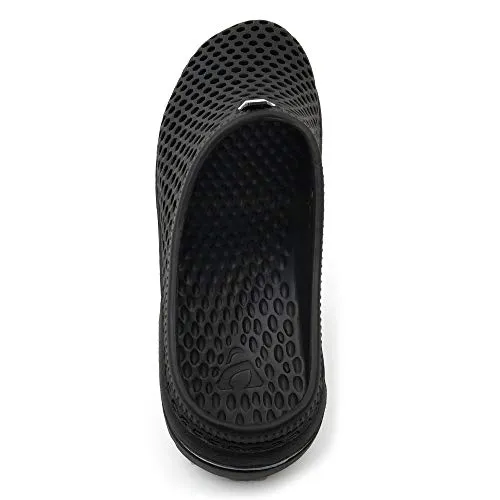 Amoji Garden Clogs Crock Shoes Garden Shoes Shower Slippers Sandals Yard Gardening Beach Water Plastic Rubber Comfortable House Indoor Summer Adult Male Female AM161 Black Size 9 Women/7 Men