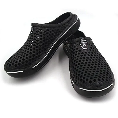 Amoji Unisex Garden Clogs Shoes Sandals Slippers Black 7.5US W/6.5US M