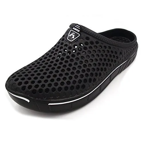 Amoji Unisex Garden Clogs Shoes Sandals Slippers Black 7.5US W/6.5US M