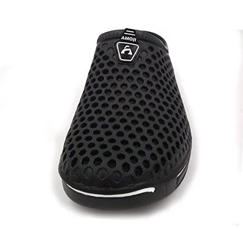 Amoji Unisex Garden Clogs Shoes Sandals Slippers Black 7.5US W/6.5US M