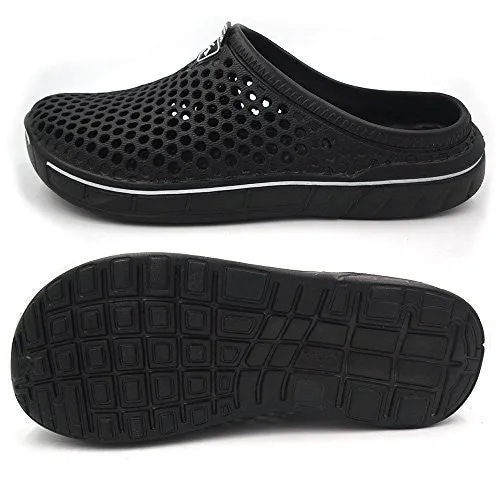 Amoji Unisex Garden Clogs Shoes Sandals Slippers Black 7.5US W/6.5US M