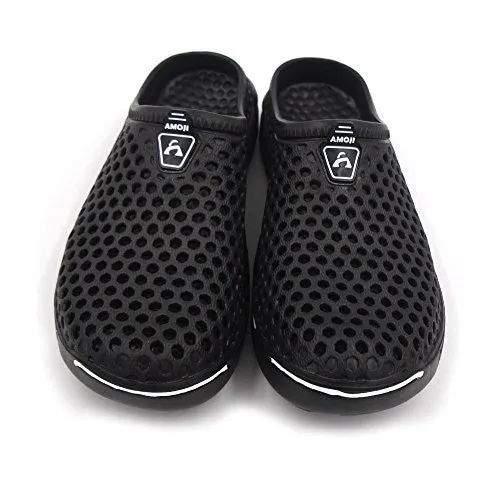 Amoji Unisex Garden Clogs Shoes Sandals Slippers Black 7.5US W/6.5US M