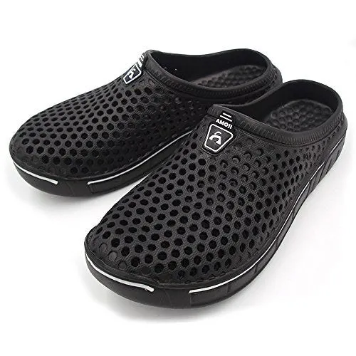 Amoji Unisex Garden Clogs Shoes Sandals Slippers Black 7.5US W/6.5US M