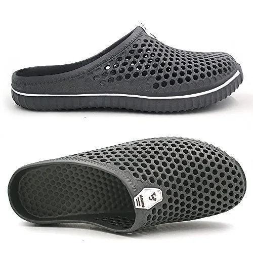 Amoji Unisex Garden Shoes Clogs Slippers Sandals Beach Shower Shoes Men Women Ladies Gray 13US W/11US M