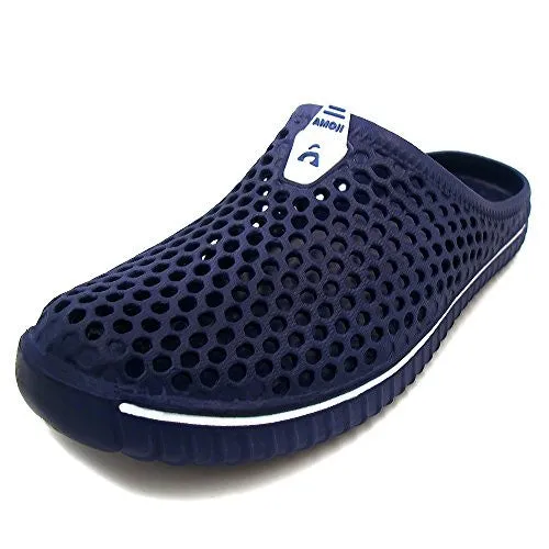 Amoji Unisex Garden Shoes Clogs Slippers Sandals Beach Shower Shoes Navy 13US W/11US M