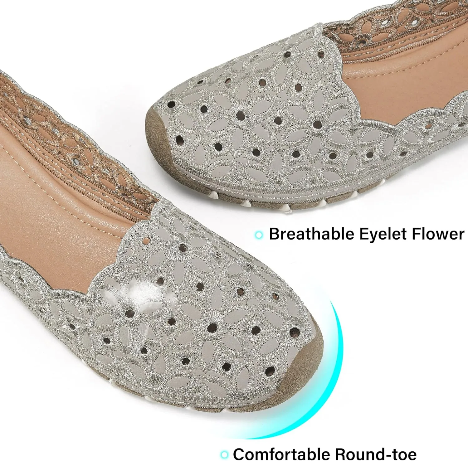 Aomigoct Shoes for Women Ballet Flats: Closed Toe Dress Flats Comfortbale Slip On Pointed Shoes Women Casual Ballets