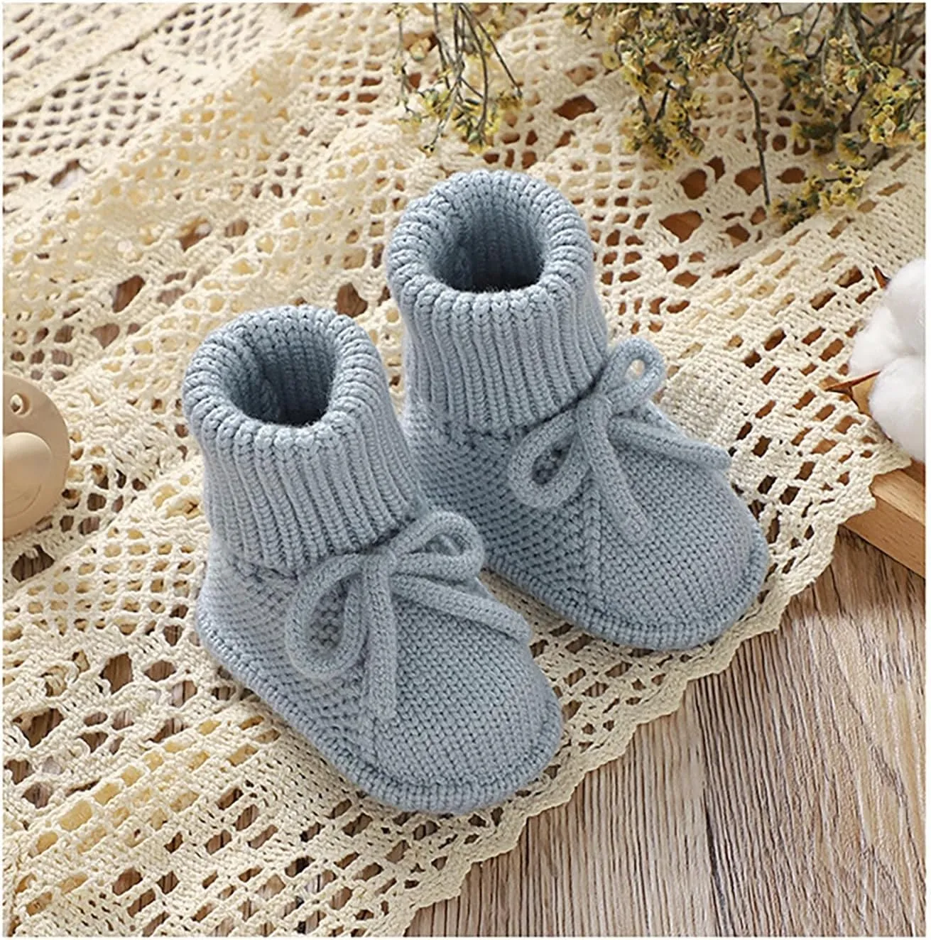 Baby Booties Newborn Sock Shoes Hand Knitting Crochet Infant Boy Girl Cozy Shoes Indoor Walking Shoes Breathable