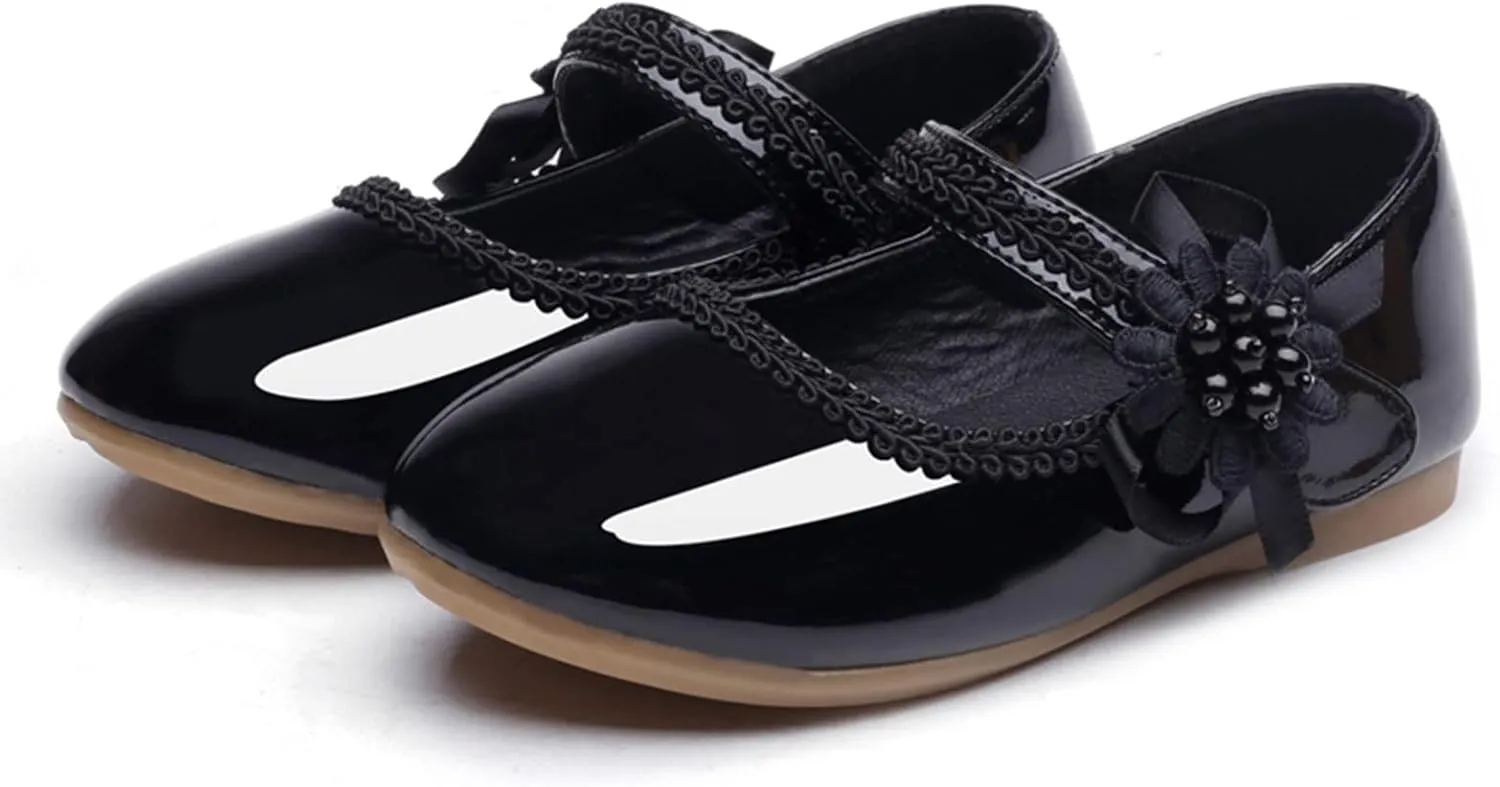 Baby Girls Dress Shoes Mary Jane Ballet Flats Flower Girl School Party Wedding Shoes Girls Slip On Walking Shoes
