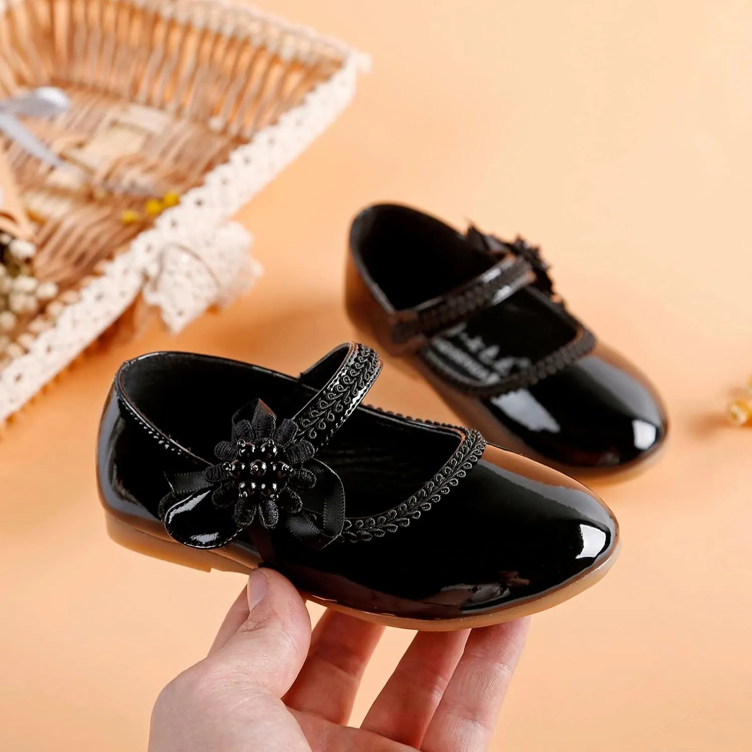 Baby Girls Dress Shoes Mary Jane Ballet Flats Flower Girl School Party Wedding Shoes Girls Slip On Walking Shoes