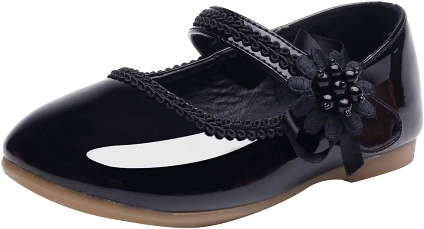Baby Girls Dress Shoes Mary Jane Ballet Flats Flower Girl School Party Wedding Shoes Girls Slip On Walking Shoes