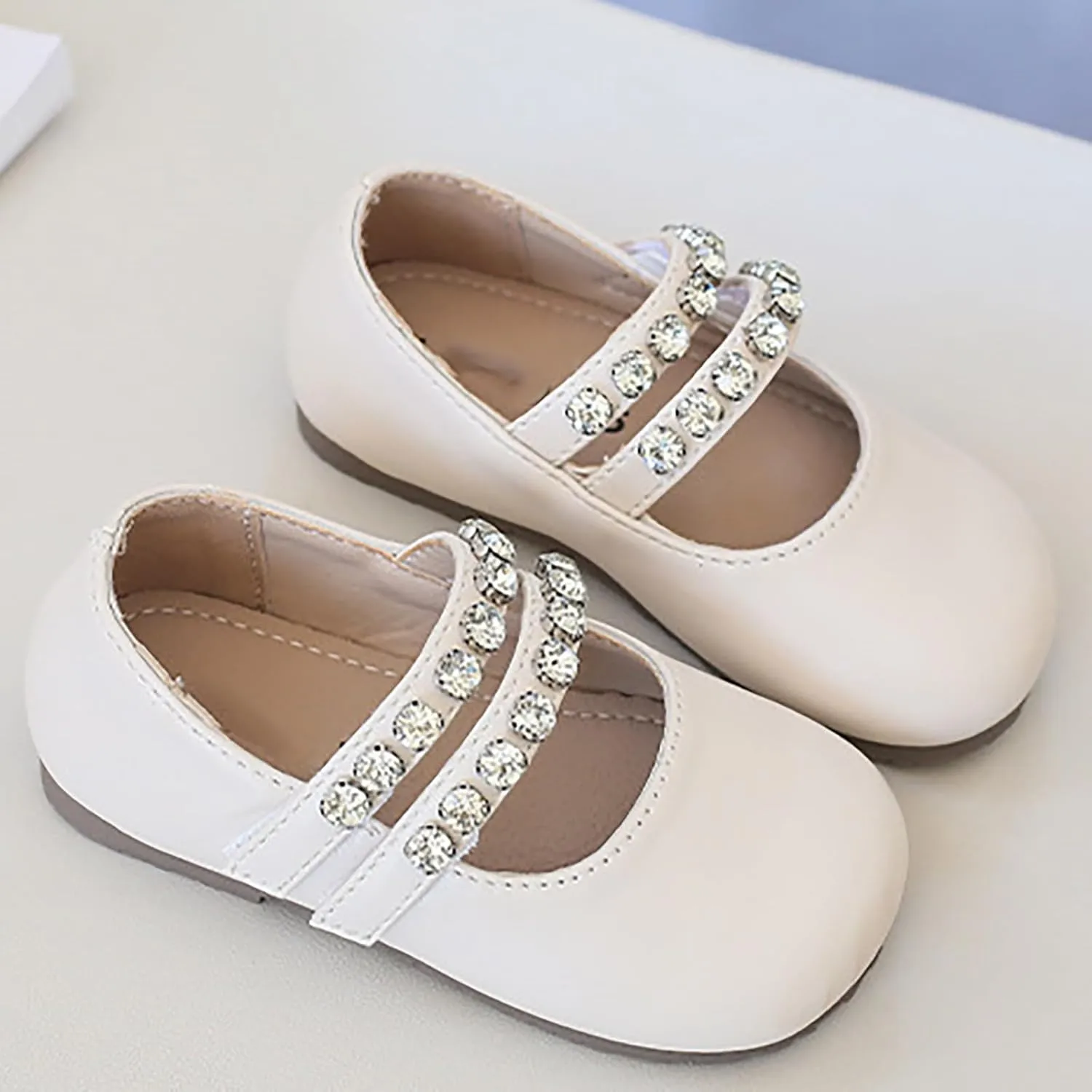 Baby Girls Mary Jane Dress Shoes Pearl Toddler Little Kid Patent Leather Flats for Wedding Party School