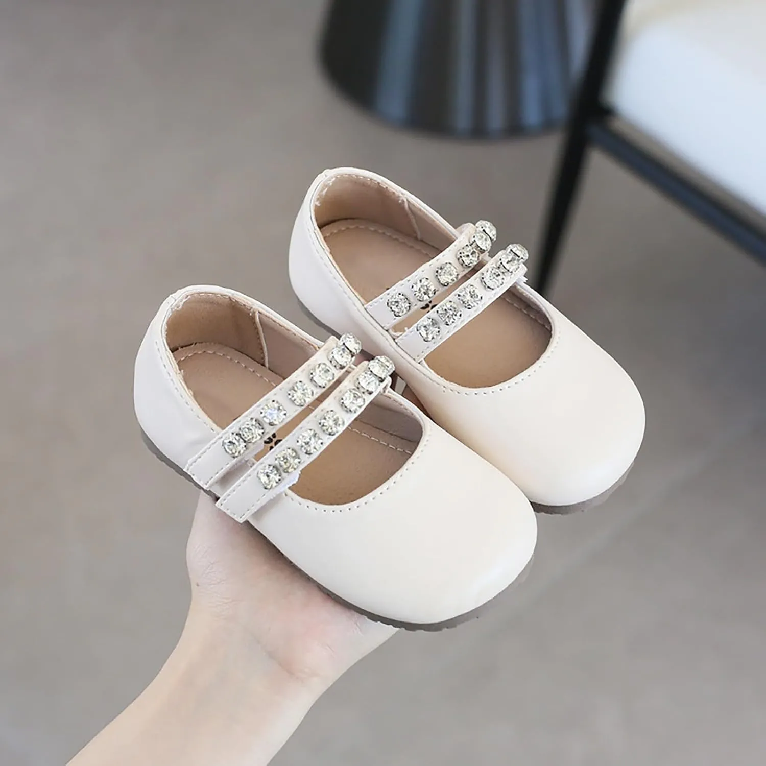 Baby Girls Mary Jane Dress Shoes Pearl Toddler Little Kid Patent Leather Flats for Wedding Party School