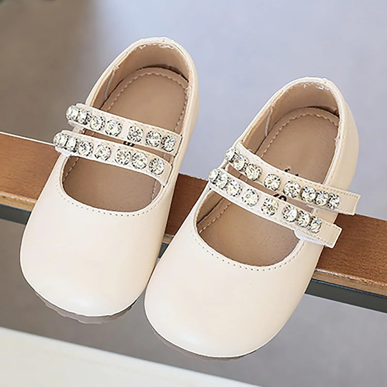 Baby Girls Mary Jane Dress Shoes Pearl Toddler Little Kid Patent Leather Flats for Wedding Party School