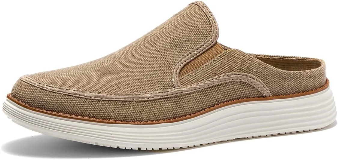 Backless Slip On Casual Mens Fashion Open Back Loafers Outdoor Slippers Canvas House Indoor Non-Slip Shoes