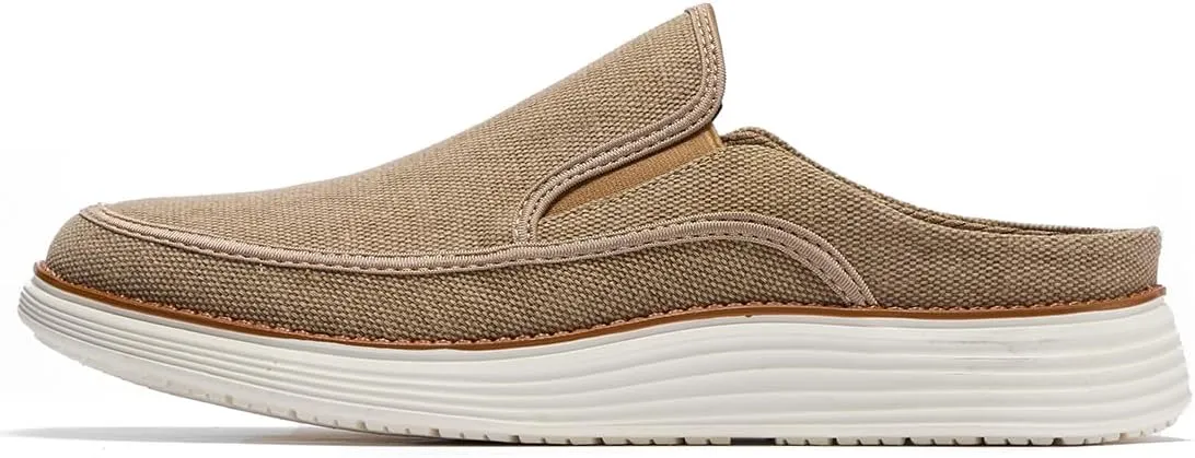 Backless Slip On Casual Mens Fashion Open Back Loafers Outdoor Slippers Canvas House Indoor Non-Slip Shoes