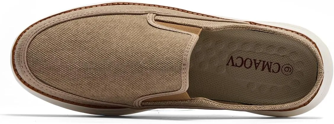 Backless Slip On Casual Mens Fashion Open Back Loafers Outdoor Slippers Canvas House Indoor Non-Slip Shoes