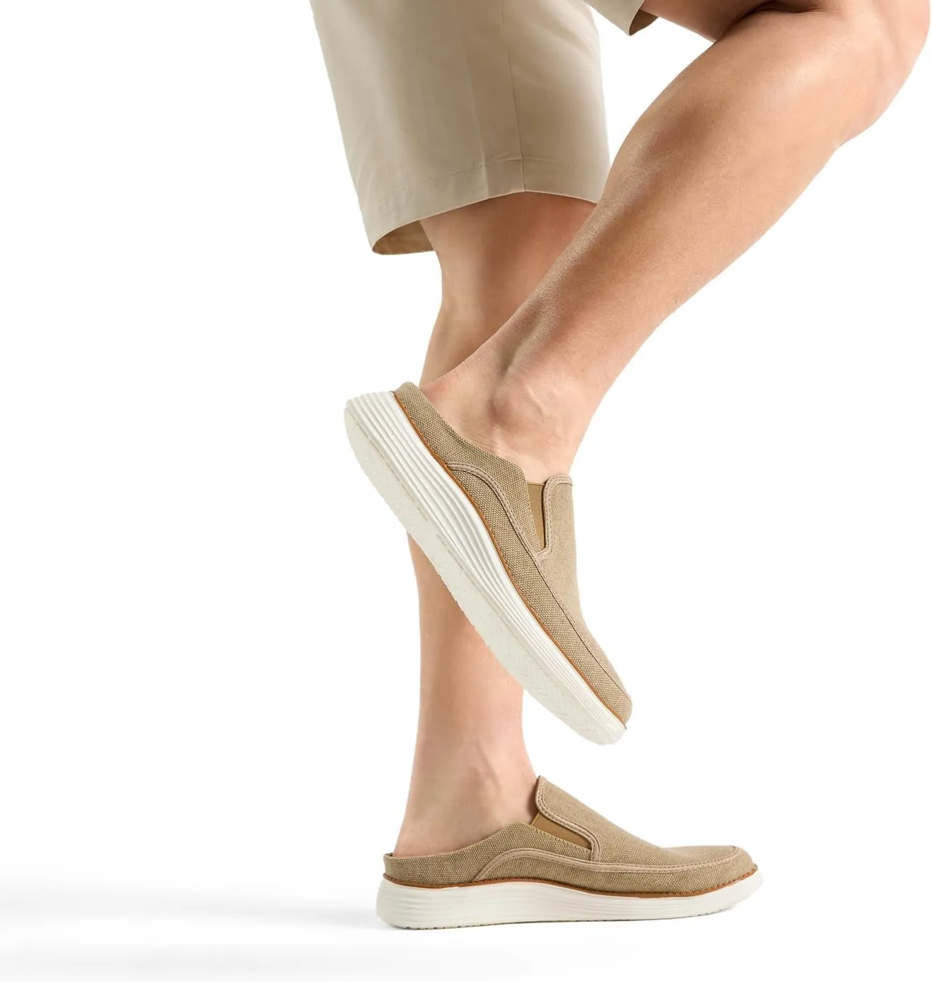Backless Slip On Casual Mens Fashion Open Back Loafers Outdoor Slippers Canvas House Indoor Non-Slip Shoes