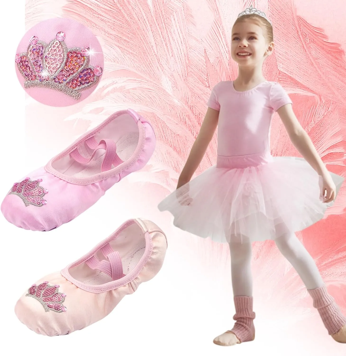 Ballet Shoes for Girls Dance Practic Slippers for Girls No-Tie Sole Yoga Shoes Toddler Ballet Ballerina Shoes Toddler