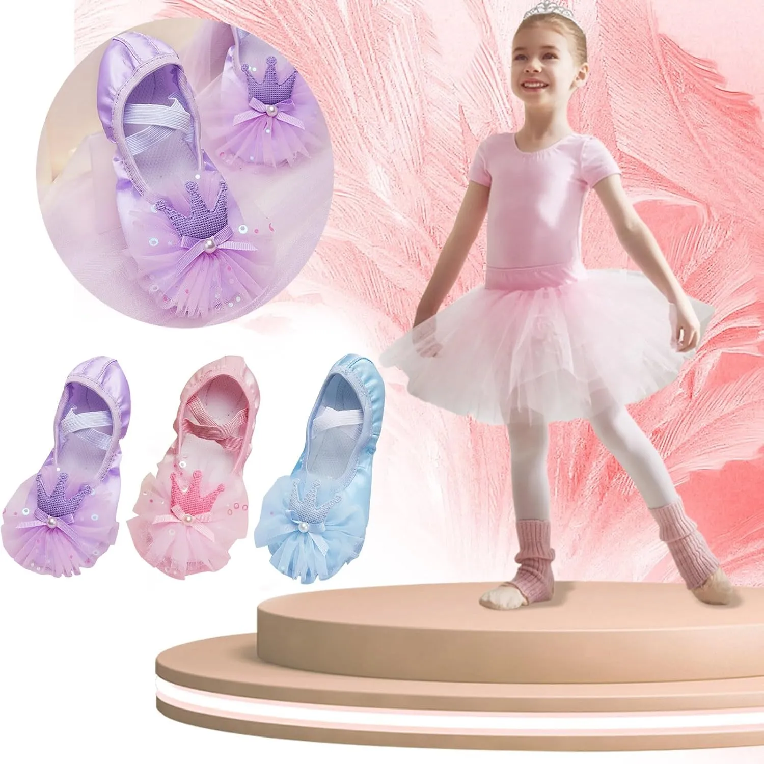 Ballet Shoes for Girls Satin Dance Practic Slippers Split Soft Leather Flat Sole Yoga Shoes Pik Ballet Shoes Girls