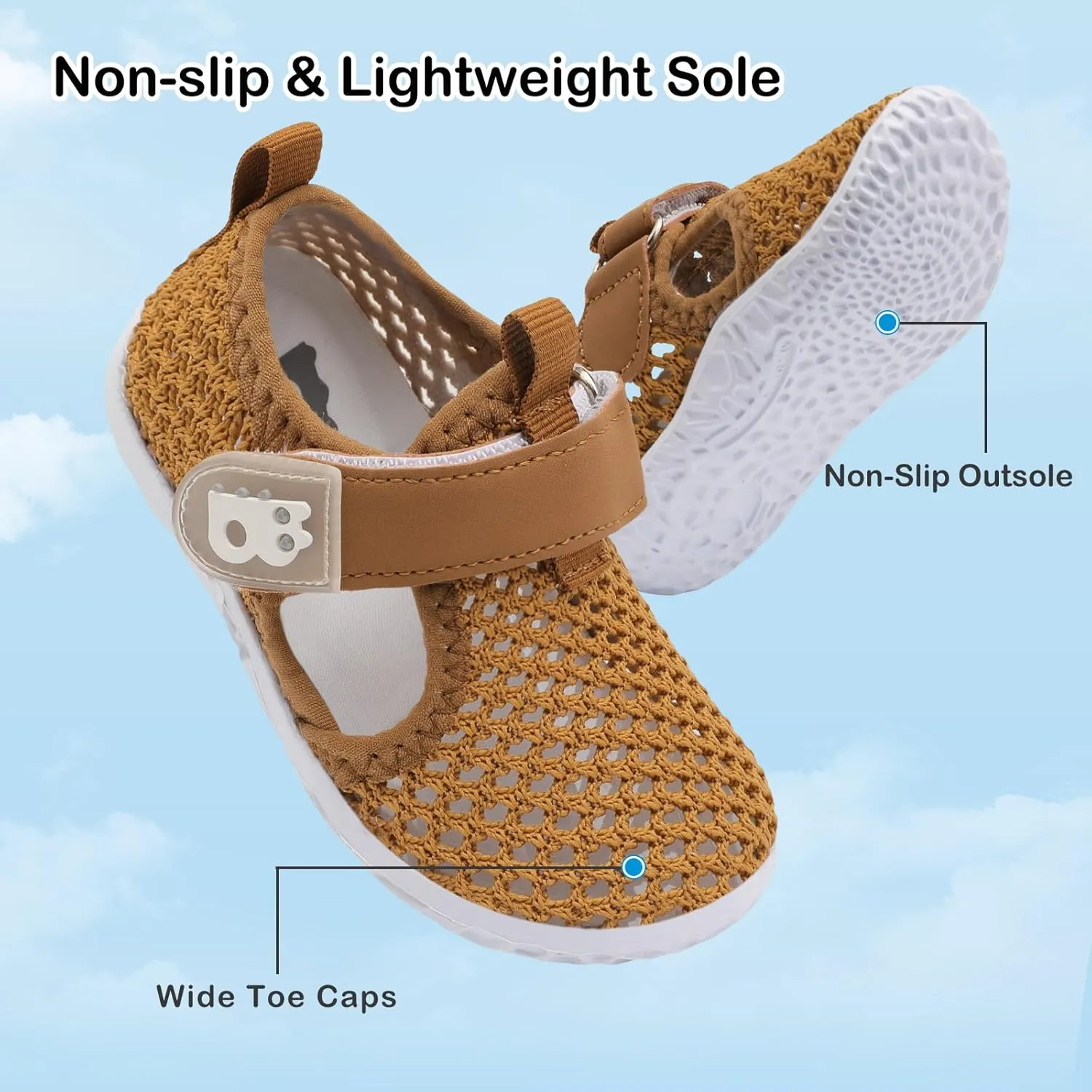 Besroad Toddler Water Shoes Boys Girls Swim Aqua Shoes Breathable Quick Dry Barefoot Sandals for Beach Swimming Pool