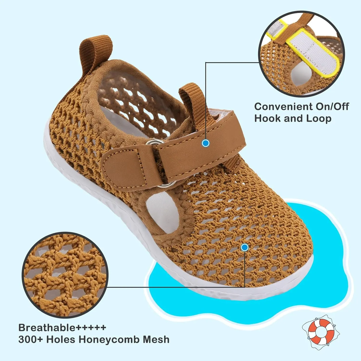 Besroad Toddler Water Shoes Boys Girls Swim Aqua Shoes Breathable Quick Dry Barefoot Sandals for Beach Swimming Pool