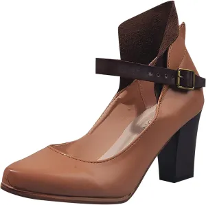 Block Heels Sandals for Women Fashion Pointed Toe Metal Buckle Strap Backless Square Heel Shoes Summer Solid Color Casual Office High Heels