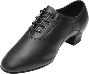 Boy's Ballroom Dance Shoes Latin Salsa Dancing Black Breathable Pu Leather Tango Morden Character Shoes