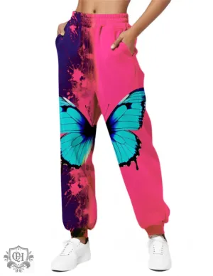Butterfly Print Ankle-Tied Trousers