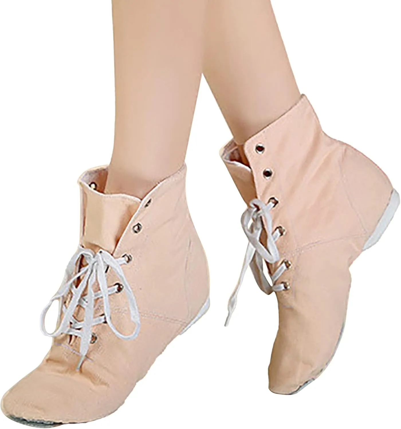 Canvas Lace up Practice Jazz Dance Boots Ankle Boots Split Sole Ballet Dancing Sneakers for Adult Men Women Kid