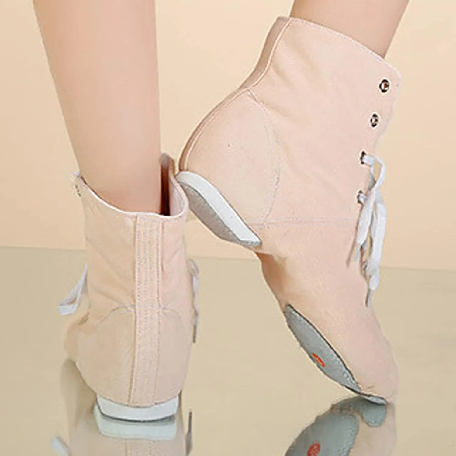 Canvas Lace up Practice Jazz Dance Boots Ankle Boots Split Sole Ballet Dancing Sneakers for Adult Men Women Kid