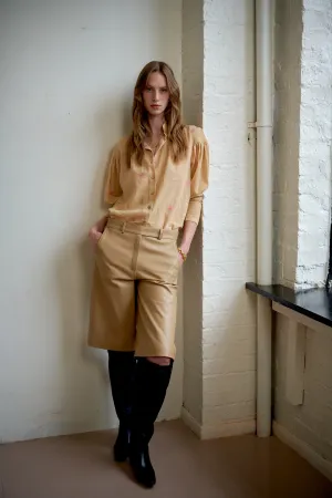 Caramel Leather Bermuda Shorts