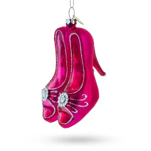 Chic Pink High Heels Blown Glass Christmas Ornament
