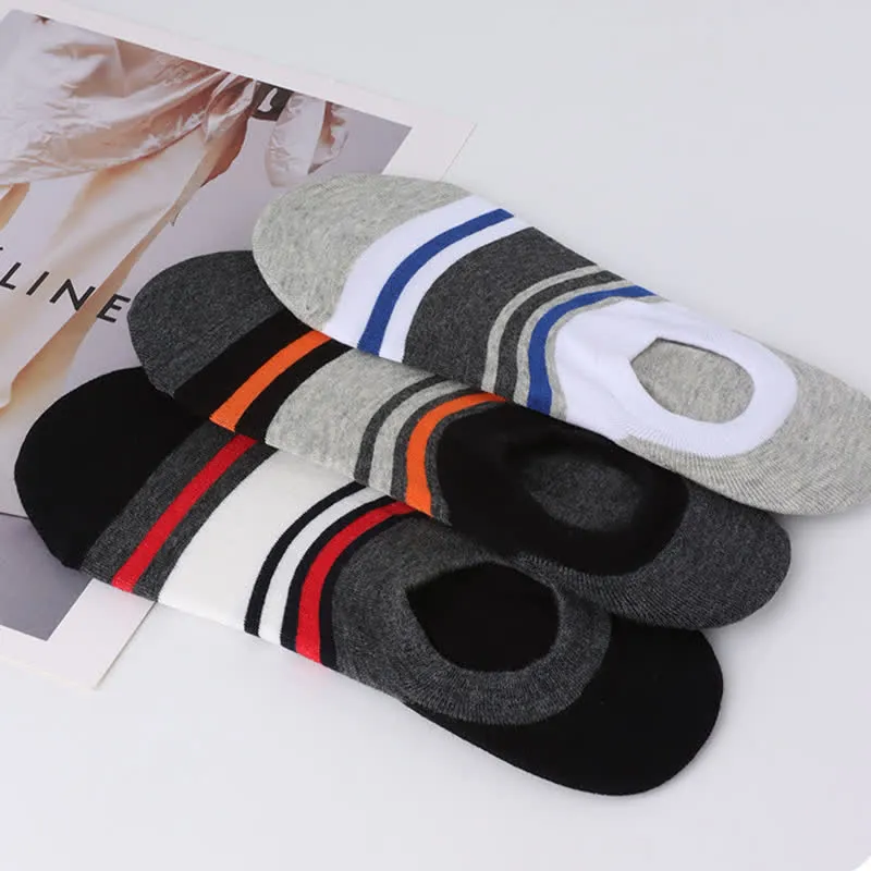 Cotton Striped Non-slip Invisible Socks(6 Pairs)