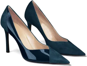 Coutgo Womens Pointed Toe High Heels Pumps Patent Suede Stiletto Heel Slip on Office Party Wedding Dress Shoes