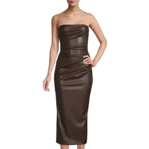 Dark Brown Tube Leather Dress – Minimal & Stylish Fall Edition