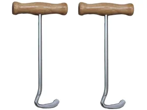 Derby Boot Pull Hooks with Wood Handles Pair 7.5"