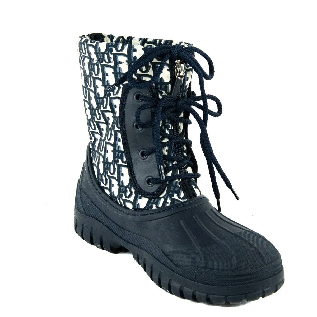 Dior Navy Oblique Nylon D-Venture Ankle Boots Size US 7 | EU 37