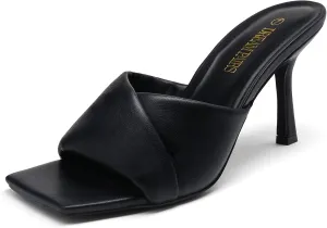 DREAM PAIRS Womens High Stilettos Heels Mules Open Square Toe Slip On Comfort Sexy Dress Pumps Sandals Evening Party Prom Dance Shoes