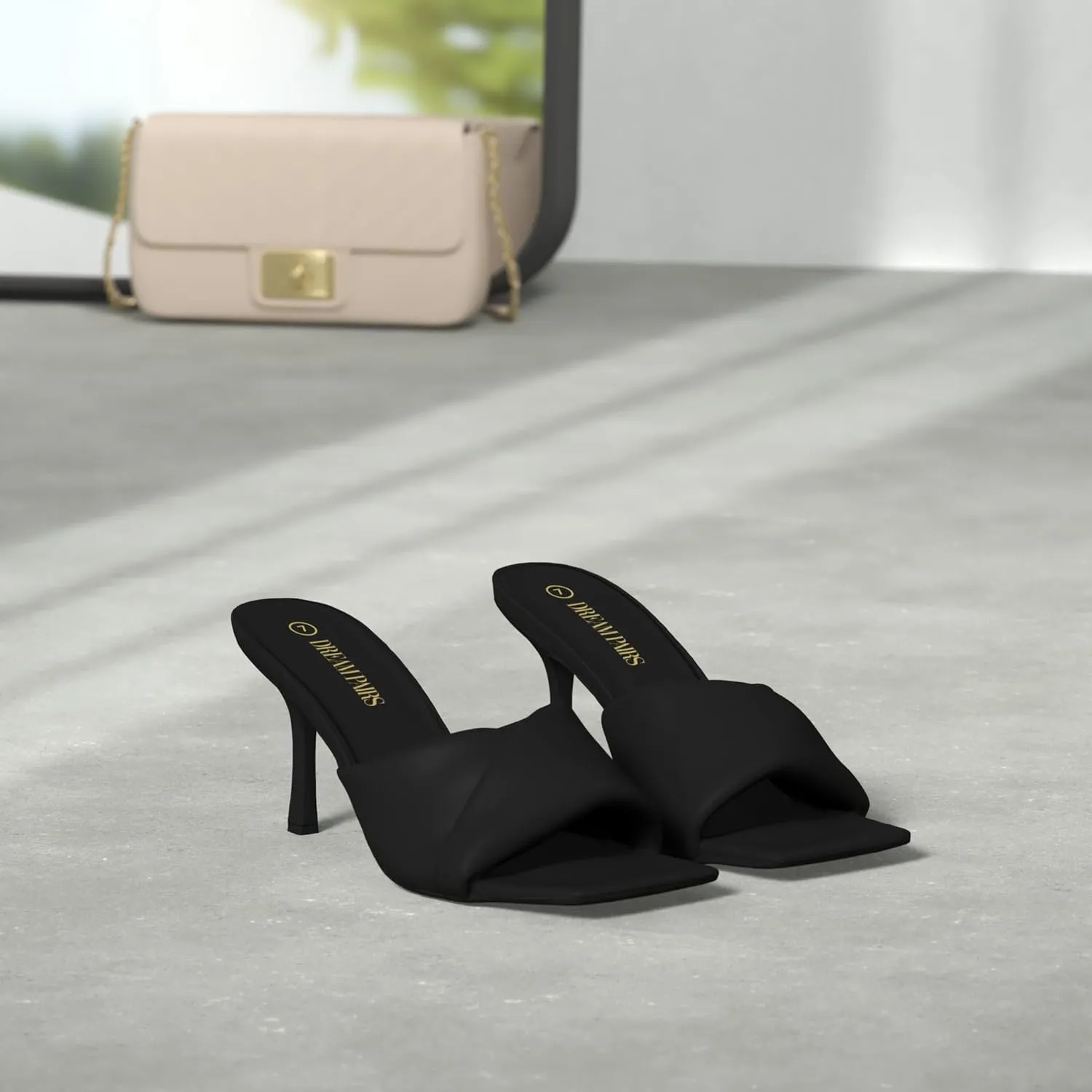 DREAM PAIRS Womens High Stilettos Heels Mules Open Square Toe Slip On Comfort Sexy Dress Pumps Sandals Evening Party Prom Dance Shoes