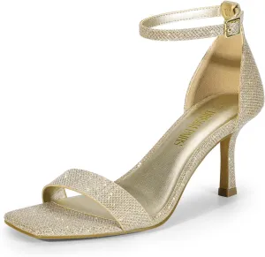 DREAM PAIRS Women's High Stilettos Open Square Toe Ankle Strap Heels Sexy Fashion Comfort Dress Shoes Wedding Bridal Pumps Heeled Sandals