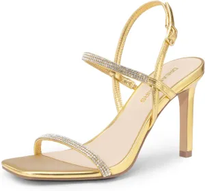 DREAM PAIRS Womens Slingback Heels High Stilettos Open Square Toe Ankle Strap Pumps Sexy Comfort Strappy Dress Shoes Wedding Bridal Heeled Sandals