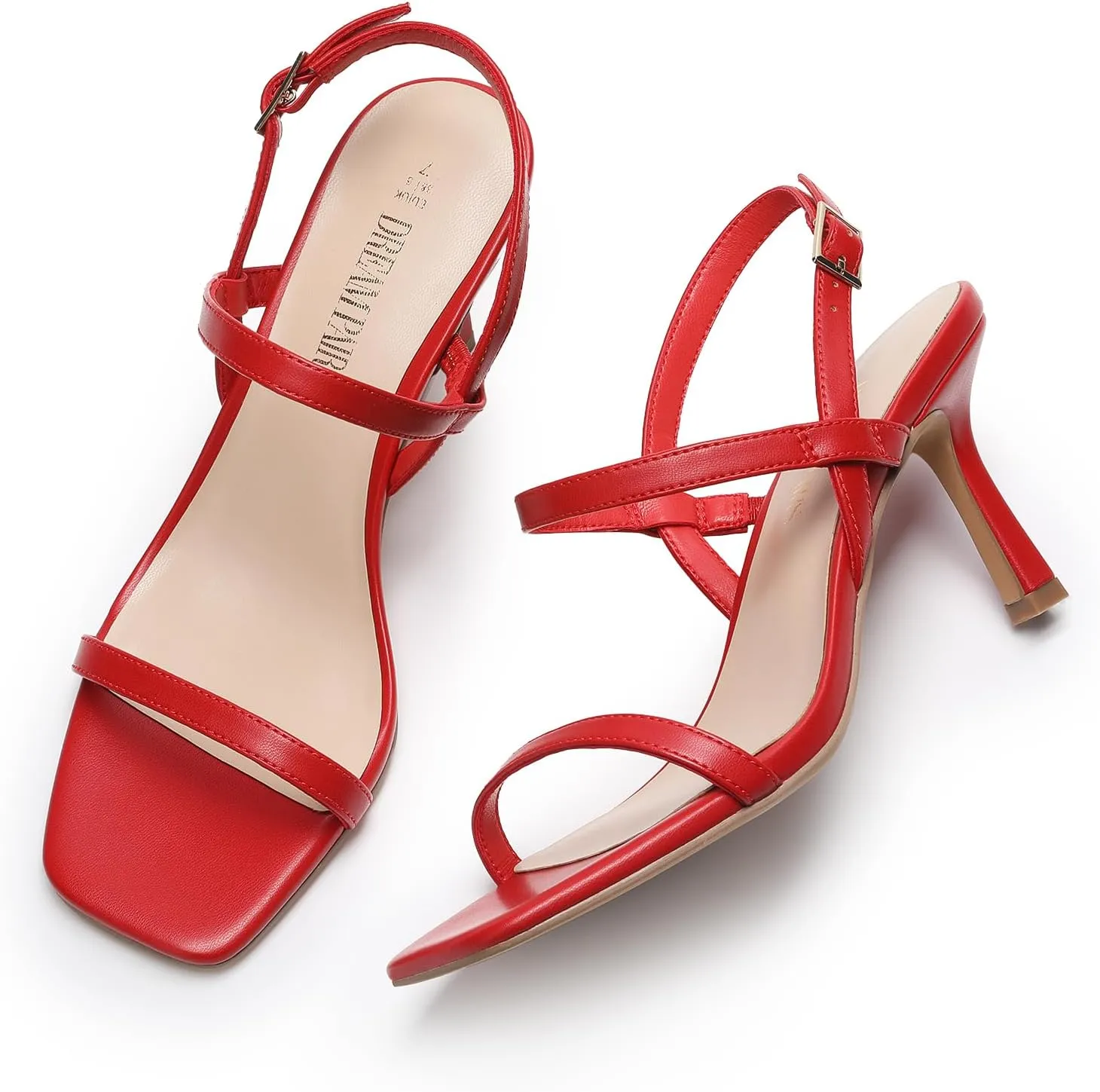 DREAM PAIRS Womens Slingback Heels Square Open Toe Strappy Sandals Ankle Strap High Heeled Dressy Shoes