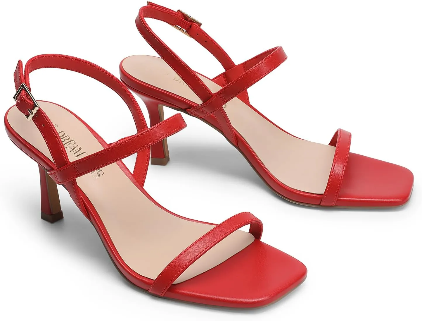 DREAM PAIRS Womens Slingback Heels Square Open Toe Strappy Sandals Ankle Strap High Heeled Dressy Shoes