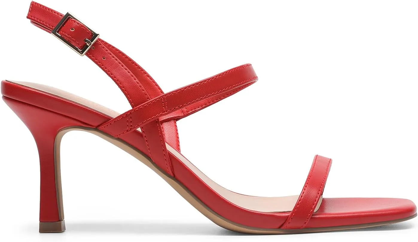 DREAM PAIRS Womens Slingback Heels Square Open Toe Strappy Sandals Ankle Strap High Heeled Dressy Shoes