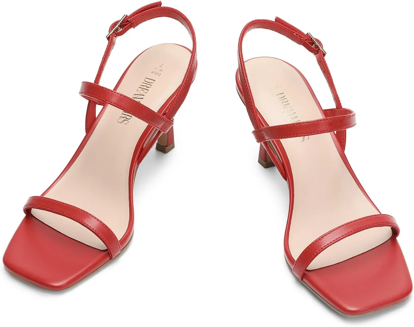 DREAM PAIRS Womens Slingback Heels Square Open Toe Strappy Sandals Ankle Strap High Heeled Dressy Shoes