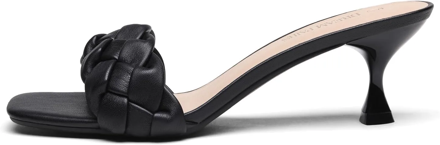 DREAM PAIRS Womens Stilettos Heels Open Square Toe Comfort Low Kitten Heels Sexy Dress Pumps Sandals Evening Party Prom Dance Shoes