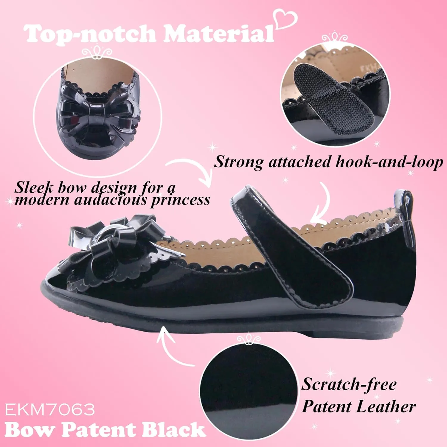 EIGHT KM Toddler Girls Dress Shoes  Girls Mary Jane Shoes | Mary Jane Flats - Ballet Flats  Party, Flower Girl, Wedding Dress Shoes for Girls  Comfortable & Non-Slip Design for Ages up to 7