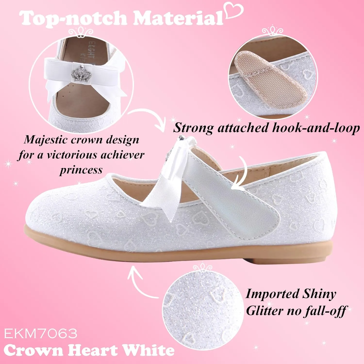EIGHT KM Toddler Girls Dress Shoes  Girls Mary Jane Shoes | Mary Jane Flats - Ballet Flats  Party, Flower Girl, Wedding Dress Shoes for Girls  Comfortable & Non-Slip Design for Ages up to 7