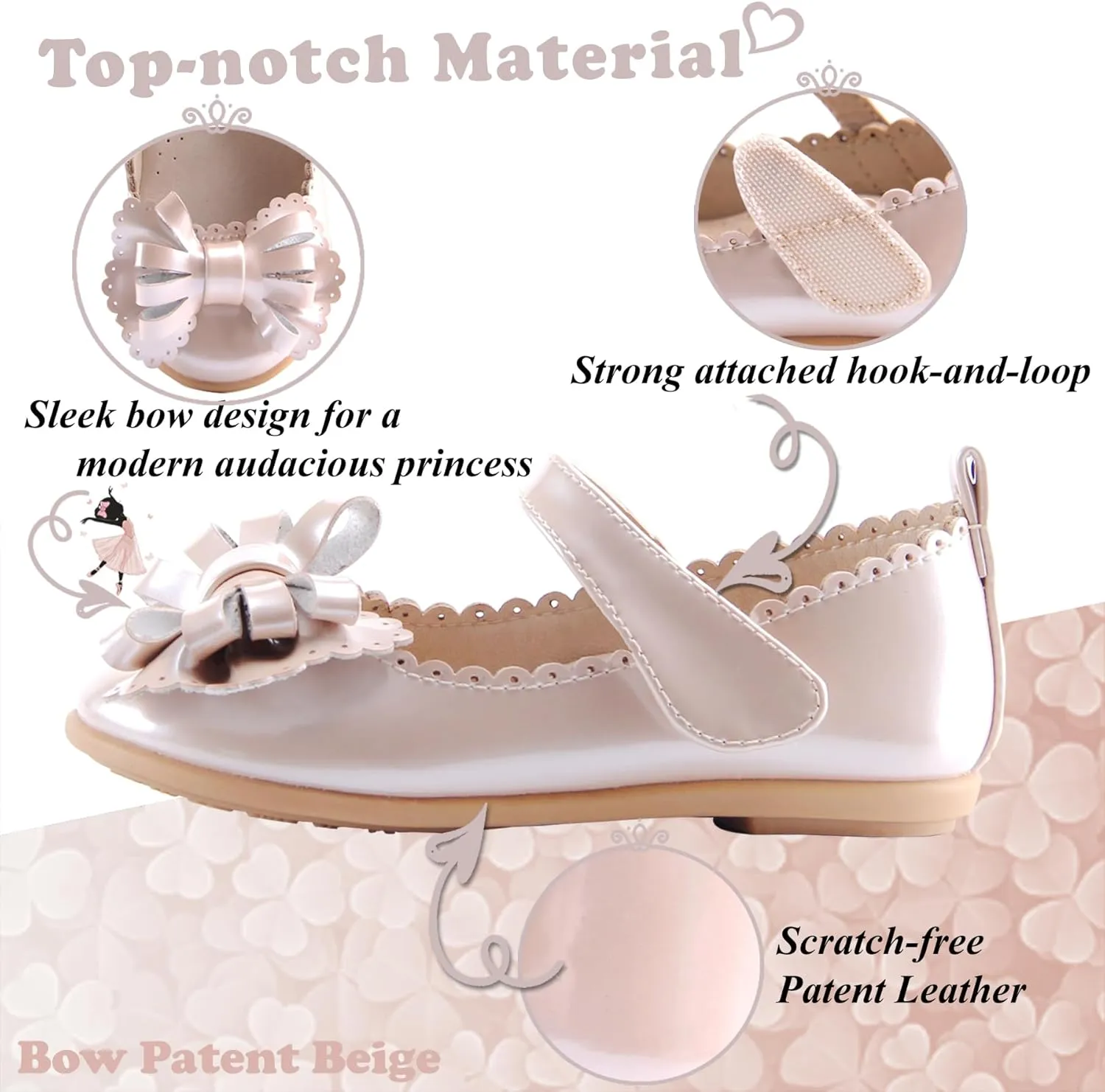 EIGHT KM Toddler Girls Dress Shoes  Girls Mary Jane Shoes | Mary Jane Flats - Ballet Flats  Party, Flower Girl, Wedding Dress Shoes for Girls  Comfortable & Non-Slip Design for Ages up to 7