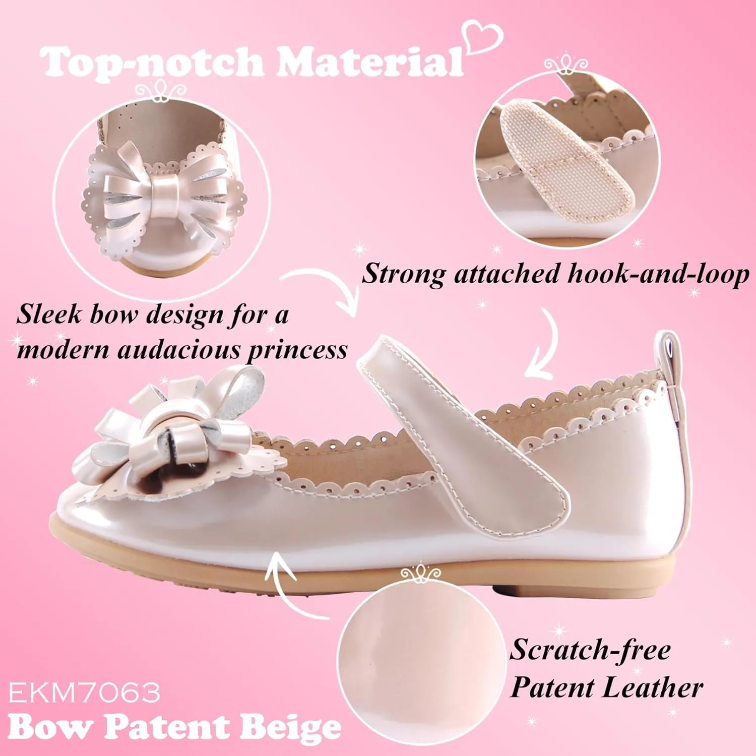EIGHT KM Toddler Girls Dress Shoes  Girls Mary Jane Shoes | Mary Jane Flats - Ballet Flats  Party, Flower Girl, Wedding Dress Shoes for Girls  Comfortable & Non-Slip Design for Ages up to 7